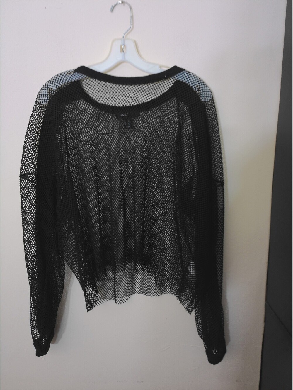 Forever 21+‎ Womens Plus Size 3X Mesh Top Black Y2K City Print Long Sleeve